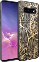 iMoshion Design voor de Samsung Galaxy S10 hoesje - Bladeren - Goud / Zwart