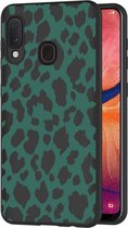 iMoshion Hoesje Geschikt voor Samsung Galaxy A20e Hoesje Siliconen - iMoshion Design hoesje - Zwart / Meerkleurig / Groen / Green Leopard