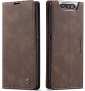 CaseMe - Samsung Galaxy A80 hoesje - Wallet Book Case - Magneetsluiting - Donker Bruin