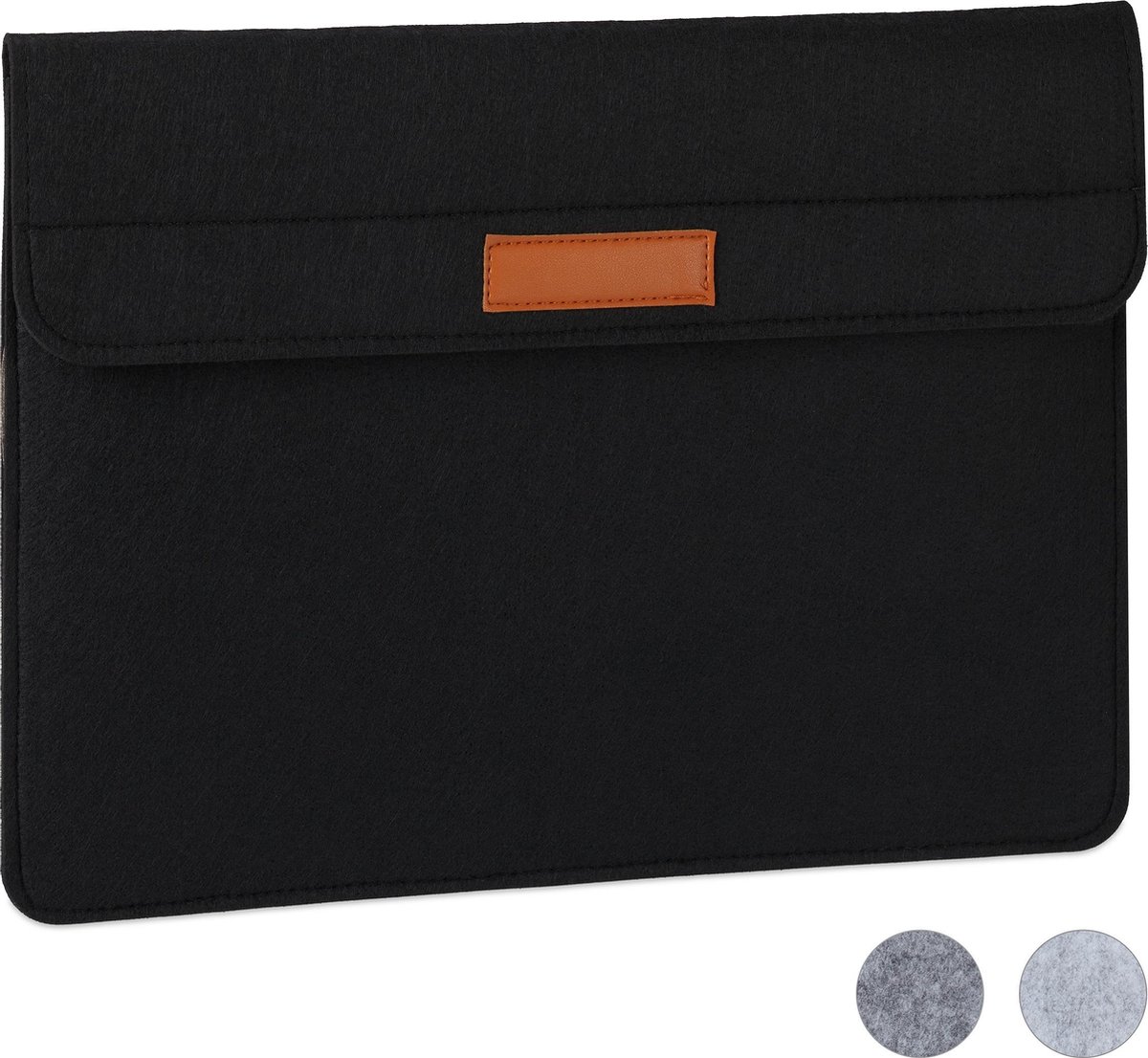 relaxdays laptophoes - 15,4 inch - laptop sleeve - laptoptas - tablethoes - beschermhoes zwart