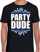Party dude fun tekst t-shirt zwart heren L