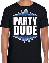 Party dude fun tekst t-shirt zwart heren S