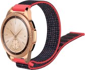 Universeel Smartwatch 20MM Bandje Nylon met Klittenband Zwart/Rood
