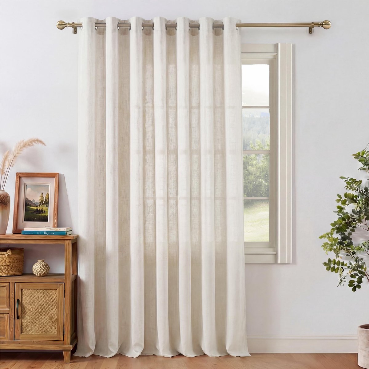 Dailygoods - Gordijnen met Linnenlook - 3 Meter Lichtbeige Halftransparant