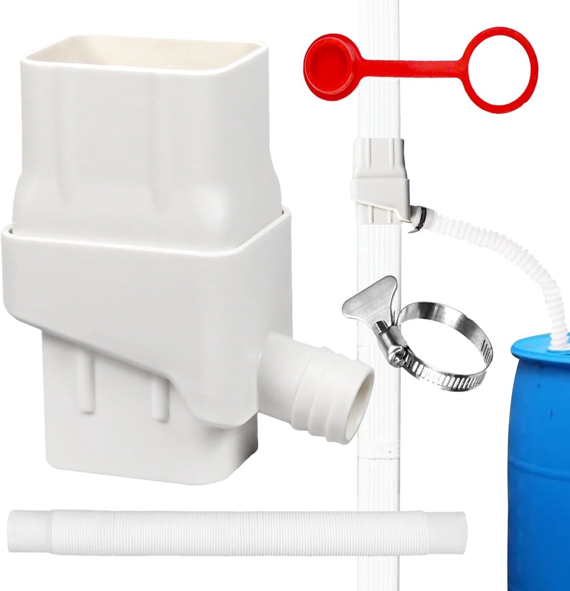 Regenwater Verzamelaar - Valpijp Adapter - Water Besparen - Verstelbare Capaciteit - Standaard Maten - Zwart