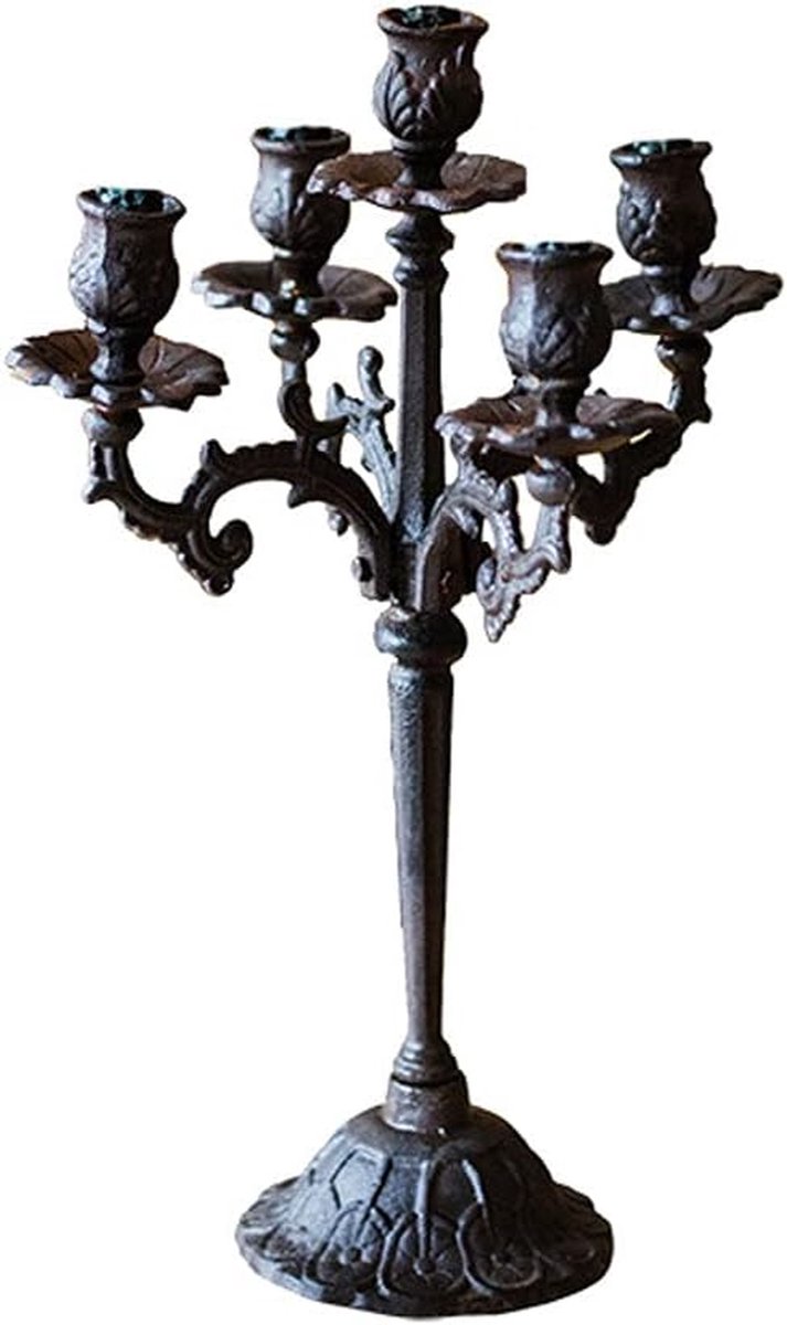 Kandelaar Tafeldecoratie - Romantisch Landelijk - Diner Sfeer - Vijf Kaarsen Houders - 43 cm Hoog - A