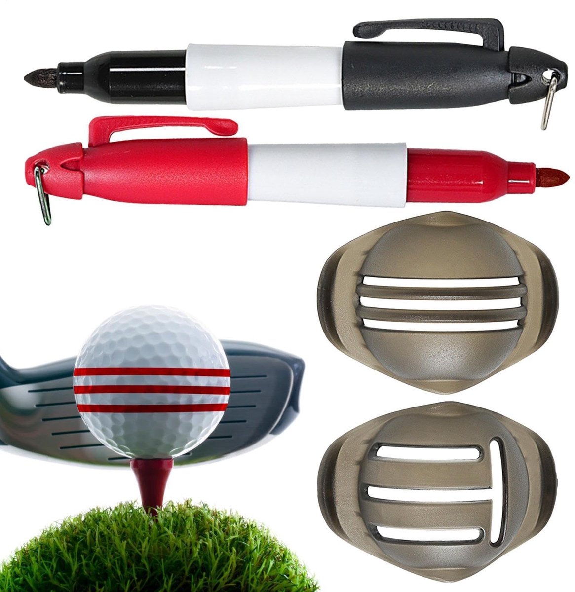 Dailygoods- Golfbal Marker - Stevige Stencil - Sneldrogende Markeerstiften - Identificatie Tool - Terugwinning Bal - Waterdicht - 6,4 x 4,7 cm - Golfbal Stencils