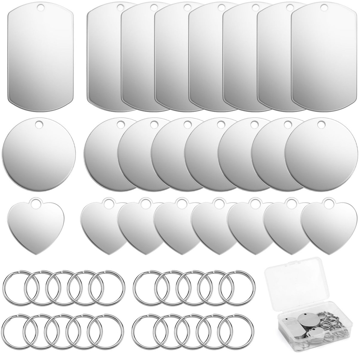 Dailygoods- Hondenpenning 24 Stuks - Blanco Hangers - Roestvrij Staal - Gepersonaliseerd Naamplaatje - Kunstwerk Ontwerpen - Krasbestendig