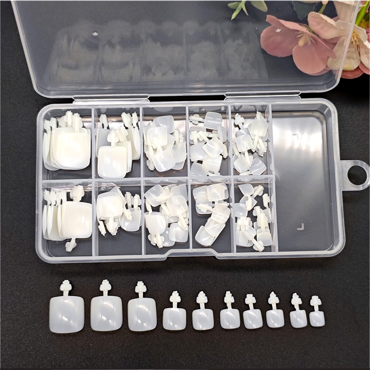 Dailygoods- Valse Teennagels 100 Stuks - Volledige Dekking - Kunstnagels - Nep Nagels - Verschillende Maten - Natuurlijke Witte Kleur - Nepnagels