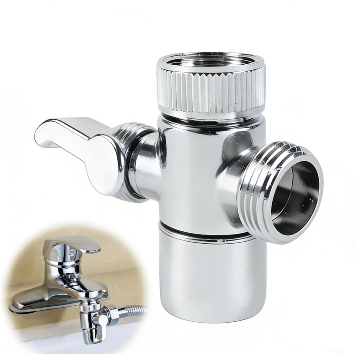 Dailygoods- Diverter Kraan Messing - Kraanstuk M22/M24 - Douche Adapter - Tuinslang Adapter - Ventiel - Robuust en Roestbestendig - Kraanadapter