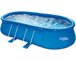 Summer Waves Frame Zwembad Ovaal - 610 x 366 x 122 cm - zwembaden - Inclusief Filterpomp - zwembadpomp - filterpatroon - ladder - grondzeil