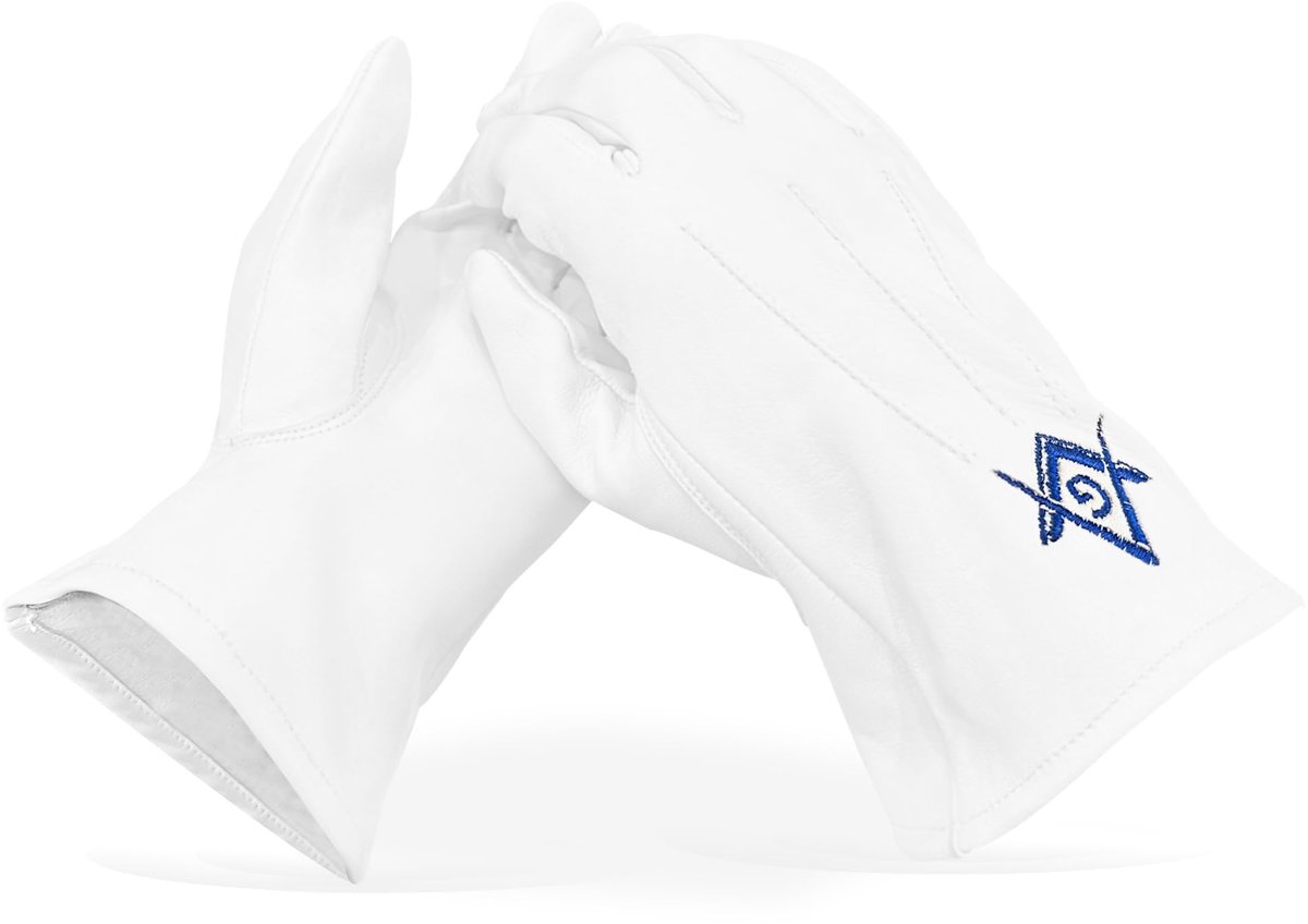 Dailygoods- Handschoenen Heren Luxe - Witte Lederen Handschoenen - Vrijmetselaar Handschoenen - Huidvriendelijk - Zachte Binnenvoering - Verkrijgbaar in Maten S/M/L/XL - Vrijmetselaarshandschoenen