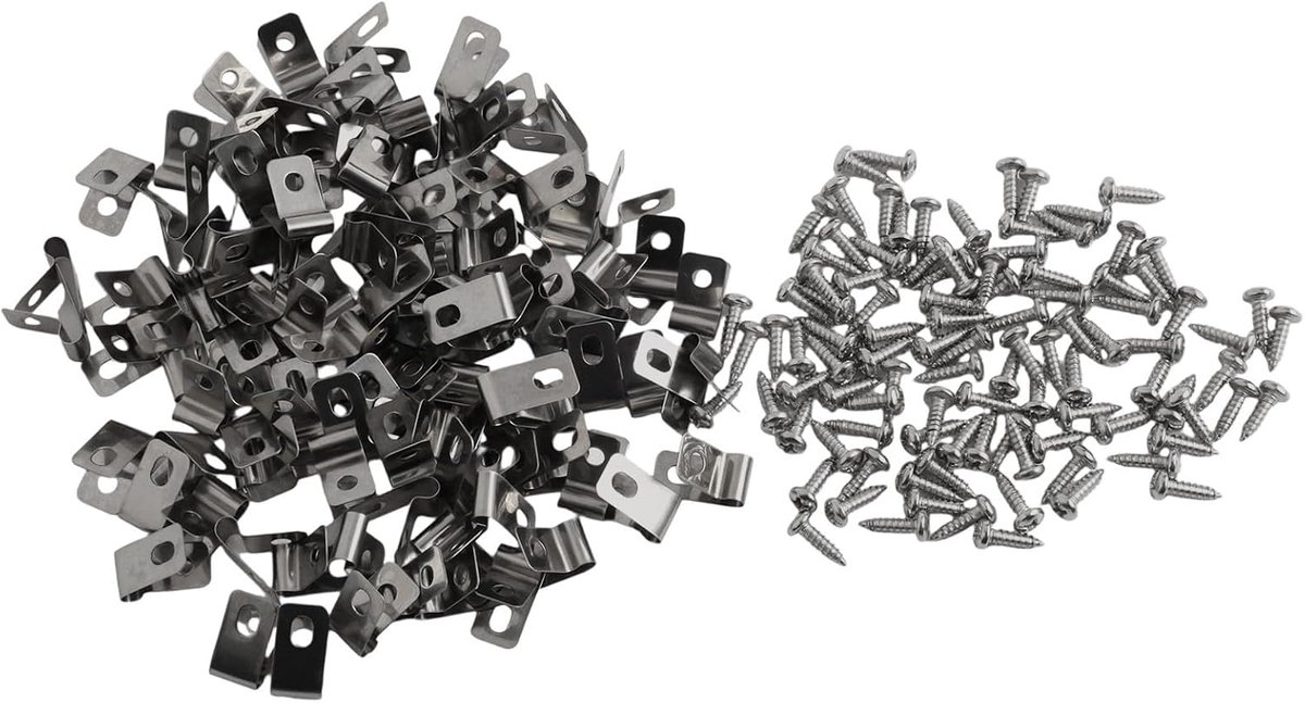 Hekdraadklemmen - R-clips - Hekwerk Bevestigen - Roestvrij Staal - 100 stuks - Zilver