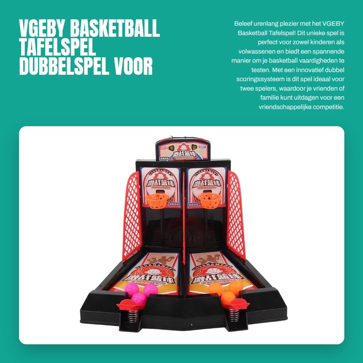 Dailygoods- Basketbal Speelgoed Dubbel Persoon - Tafelspel - Kinderen/Volwassenen - Hoogwaardige Materialen - Stressverlichting - Leuk Spel - Tafelbasketbal
