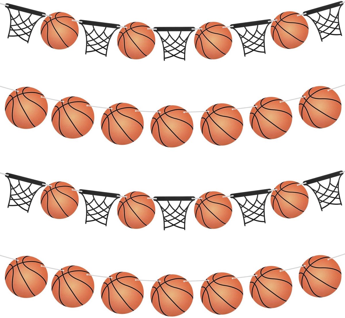 Dailygoods - Basketbal feestdecoraties 4 stuks pre-piercing basketbal party banners voor sport thema babyshower verjaardag benodigdheden