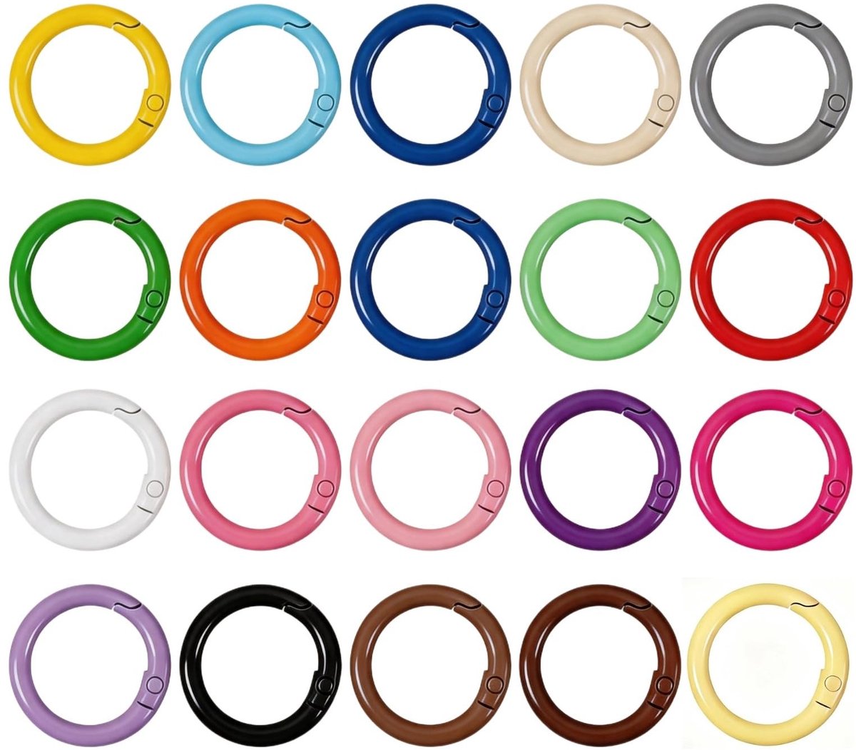 Dailygoods- Sleutelhangerhaken 20 Kleuren - Ronde Karabijnhaak - Mini-Karabijnhaak - IJzeren Ring - Doe-het-zelf - Hoogwaardig Materiaal