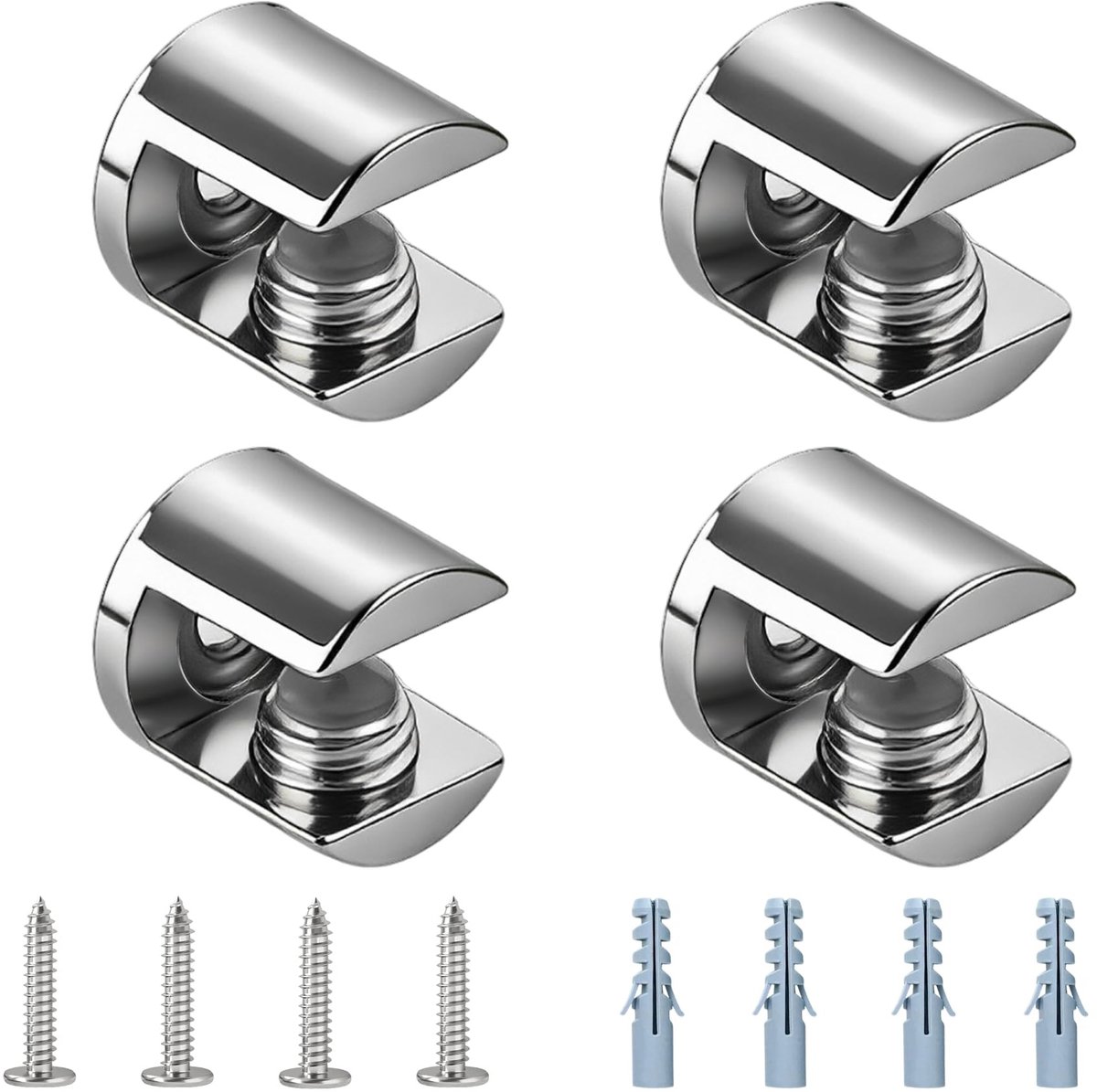 Dailygoods - Mooche Glasklemhouder, glasklemhouder, glashouder, afstandhouder, klemhouder, glasplankhouder voor glasafbeelding, aluminium dibond en spiegelhouder (4 stuks)