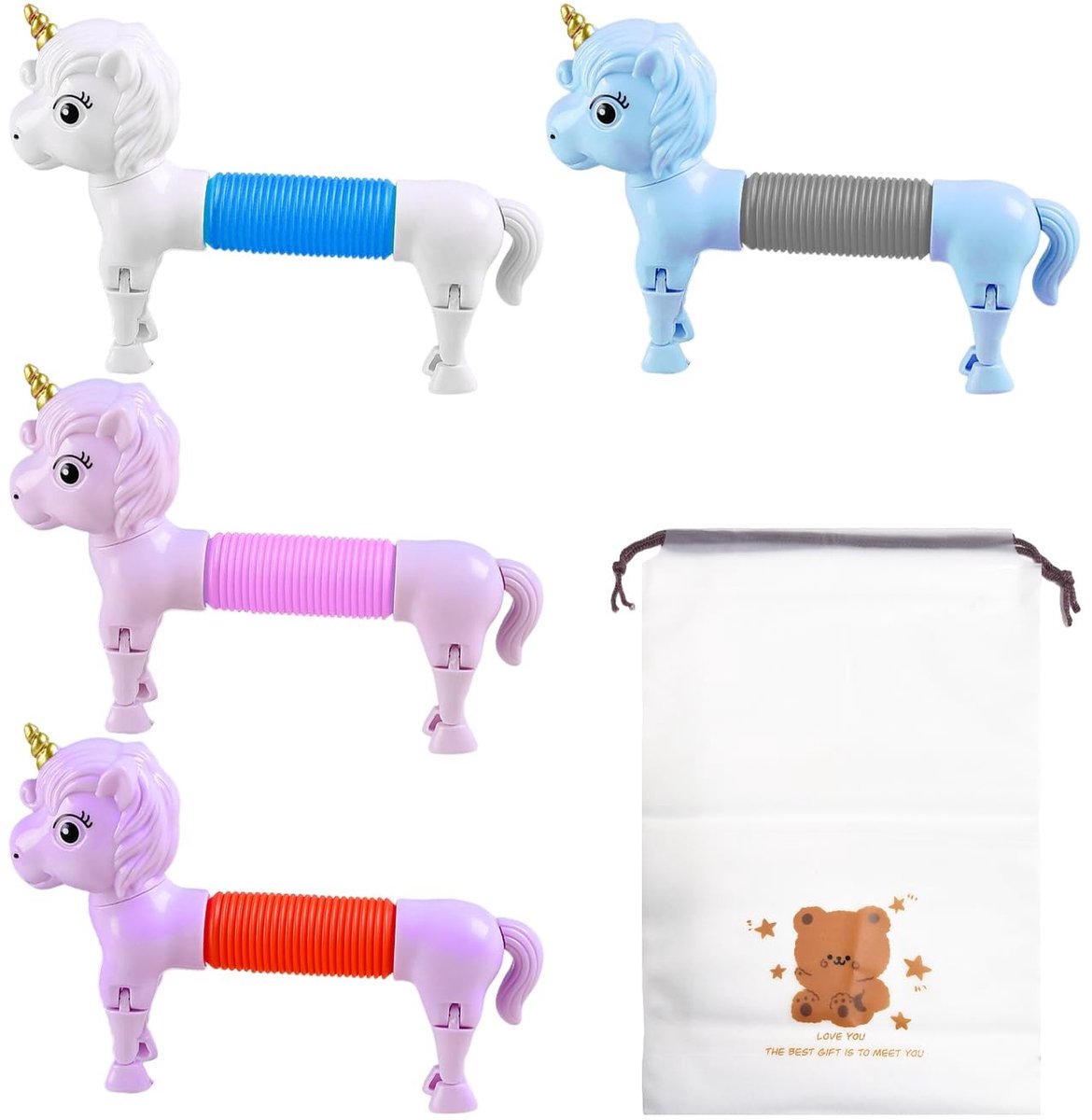 Dailygoods- Speelgoed 4 Stuks - Telescopisch Speelgoed - Speelgoedgeheugentas - Duurzaam Plastic - Reisspeelgoed - Geschikt Voor Kinderen - Speelgoedset