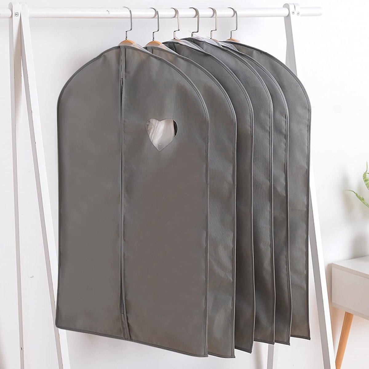 Kledinghoezen Set - Beschermhoezen - Kleding Opbergen - Ademend Materiaal - 5 Stuks - Grijs
