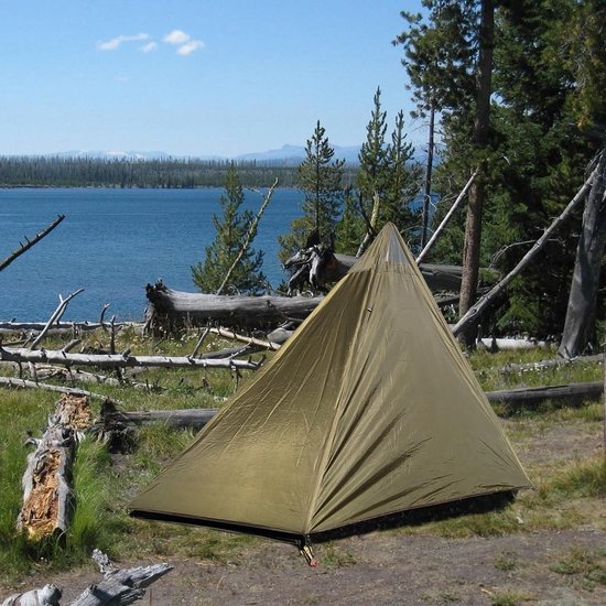 Dailygoods- Tipi Tent Ultralicht - 1 Persoon - Waterdicht 2000 mm - Binnenafmetingen 201 x 89 x 152 cm - Buitenafmetingen 200 x 172 x 157 cm - Eenvoudige montage in 5 minuten - Kampeertent — afbeelding 2