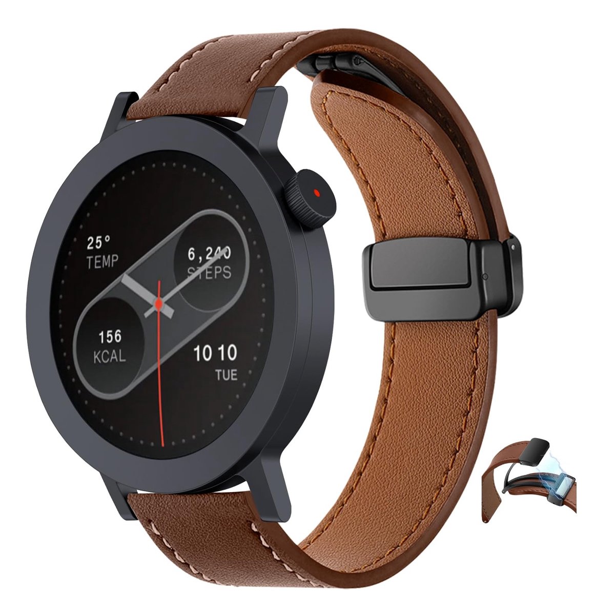 Dailygoods- Reservearmband Zacht - Verstelbaar - Magnetisch - PU-leer - Waterdicht - Hoogwaardig Materiaal - Horlogeband