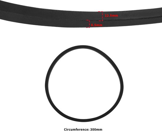 Dailygoods- Aandrijfriem Rubber - Compatibel met Toro Timemaster 30 Inch - OE-onderdeelnummer 121-5765 - Omtrek 300 mm - Breedte 12,5 mm - Dikte 8,5 mm - Grasmaaierriem — afbeelding 2