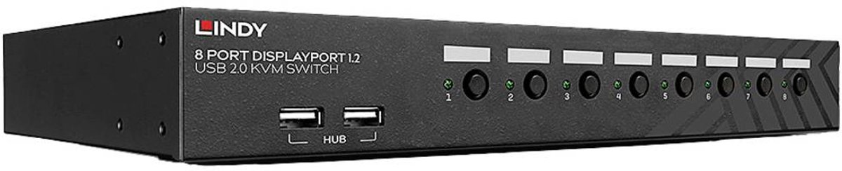 Lindy 8-Poorts DisplayPort 1.2 USB 2.0 KVM Switch