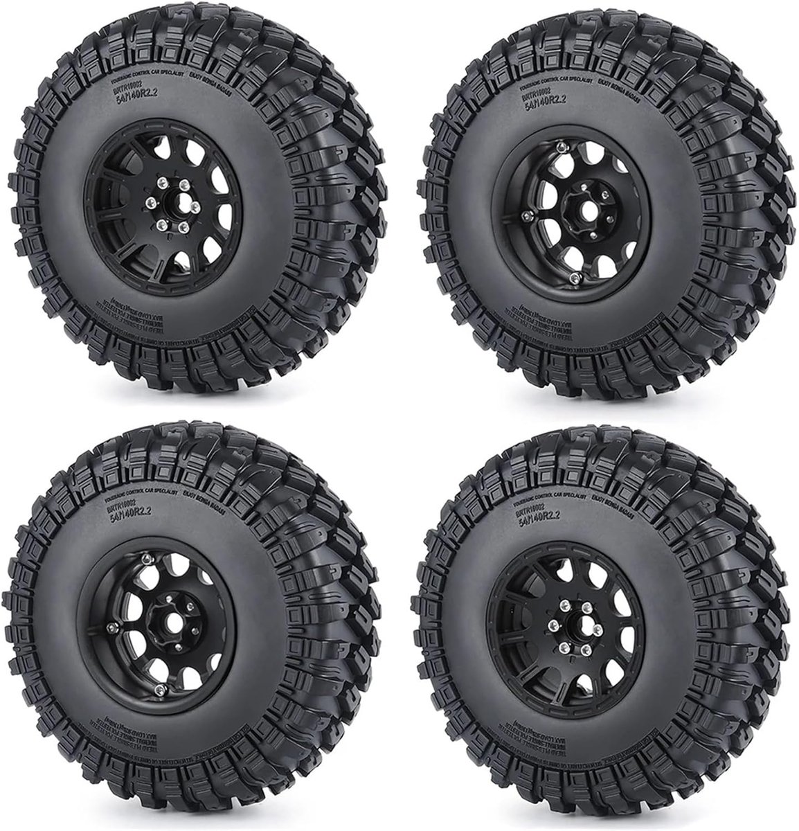 RC Crawler Banden - Velgen en Banden - RC Auto Onderdelen - Duurzaam Metaal - 140mm Diameter - Zwart