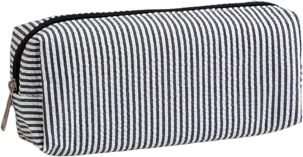 Pennen etui - Opberger met rits - School en kantoor - Ruim ontwerp - 21 cm - Zwart gestreept