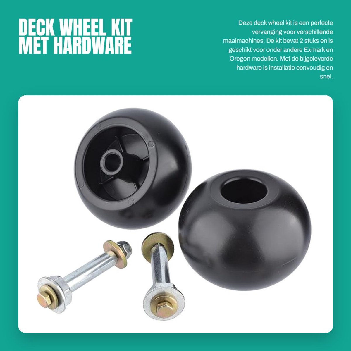 Dailygoods- Deck Wheel Set - 2 Stuks - Inclusief Hardware - Geschikt voor Exmark 109-2098 - Boring 5/8" - Wielmaat 5x3 1/4 - Glad Loopvlak - Grasmaaierwiel
