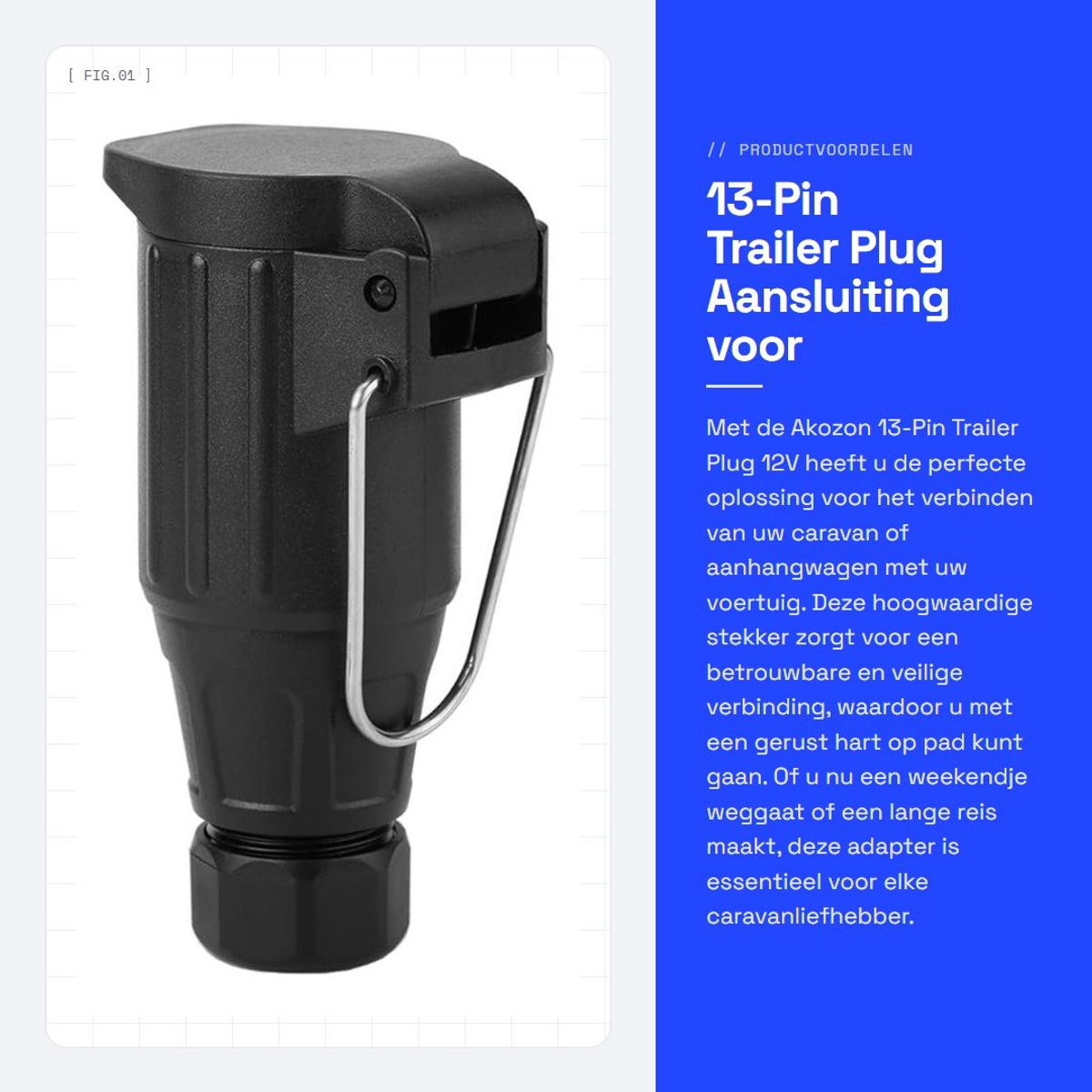Dailygoods - 13-Pin Trailer Plug - Aansluiting voor Caravan - 12V Voeding - Trekhaak Verbinding - Duurzaam en Betrouwbaar - Geschikt voor Caravan - Al...
