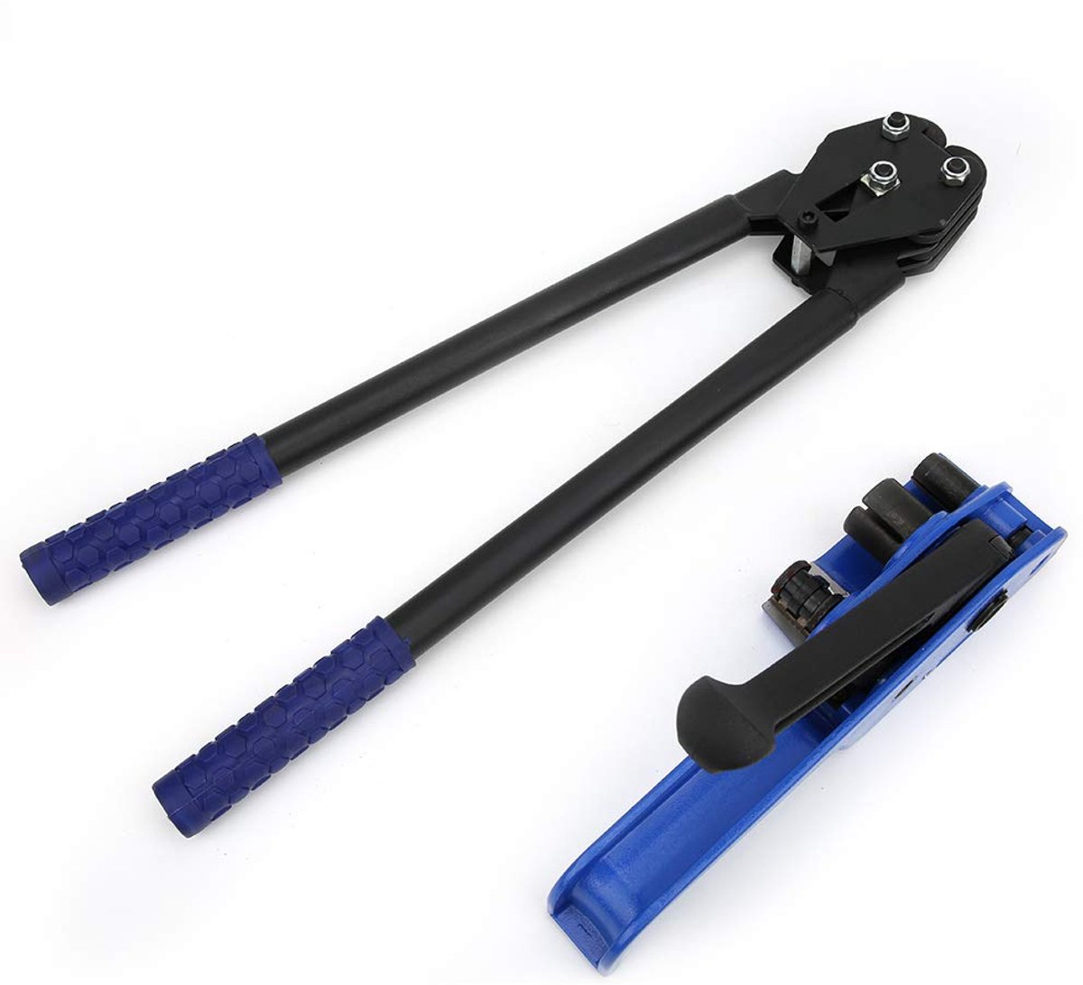 Omsnoeringsgereedschapset - Bandspanner krimptang - Pakketten Zekeren - Robuuste stalen constructie - 16-19 mm band - Blauw