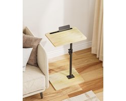 Dailygoods - HEYZOEY Bijzettafel, C-vorm in hoogte verstelbaar banktafel, 360° draaiende salontafel klein, 40 x 30 x (45-81) cm, houten koffietafel laptoptafel voor slaapkamer, woonkamer, kantoor (eik)