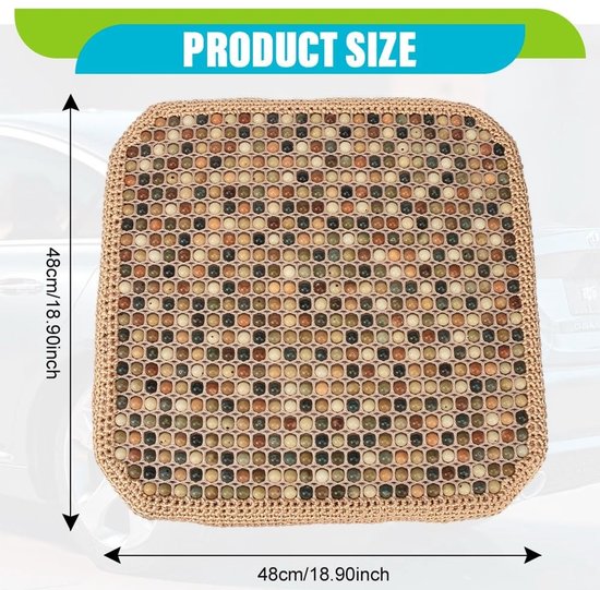 Dailygoods- Autozitkussen met massage - Ademend/antislip - 48 x 48 x 3 cm - Bodhi houten kralen - Zachte bekleding - Verlicht klachten door lang zitten - Zitkussen van Dailygoods — afbeelding 3