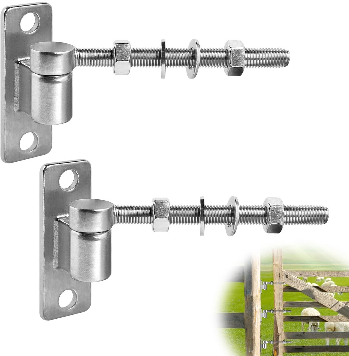 Dailygoods- Poortscharnier 15 cm - J-Bouten - Zware Belasting - Verstelbare Boutenscharnieren - Roestvrij Staal - Corrosiebestendig - Scharnier