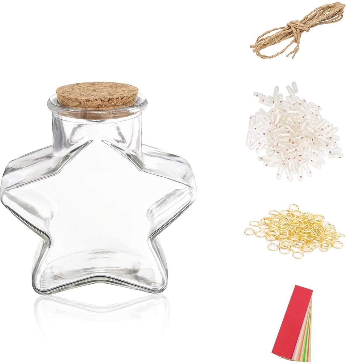 Dailygoods- Berichtcapsule 101 stuks - Creatieve Flespost - Glazen Stervormige Fles - Papieren Stroken - Antislip Onderkant - Uniek Cadeau - Wensfles