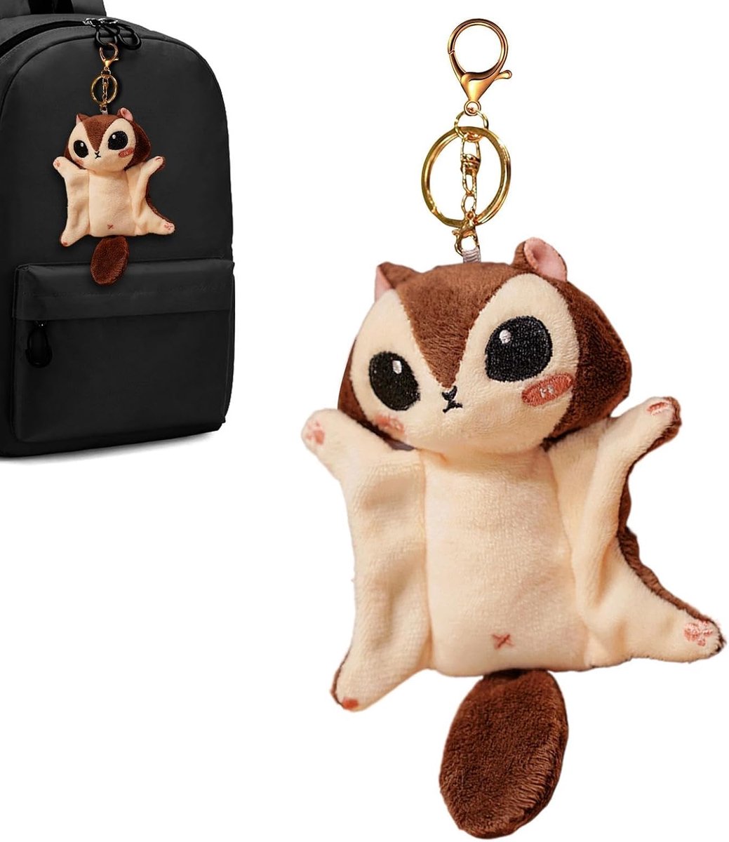 Pluche Sleutelhanger - Eekhoorn Knuffel - Tassen Decoratie - Zacht Pluche Ontwerp - 10 cm - Bruin