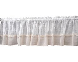 Kort Gordijn - Keukengordijn Valletjes - Privacy Creëren - Stijlvolle Decoratie - 300x80cm - Wit