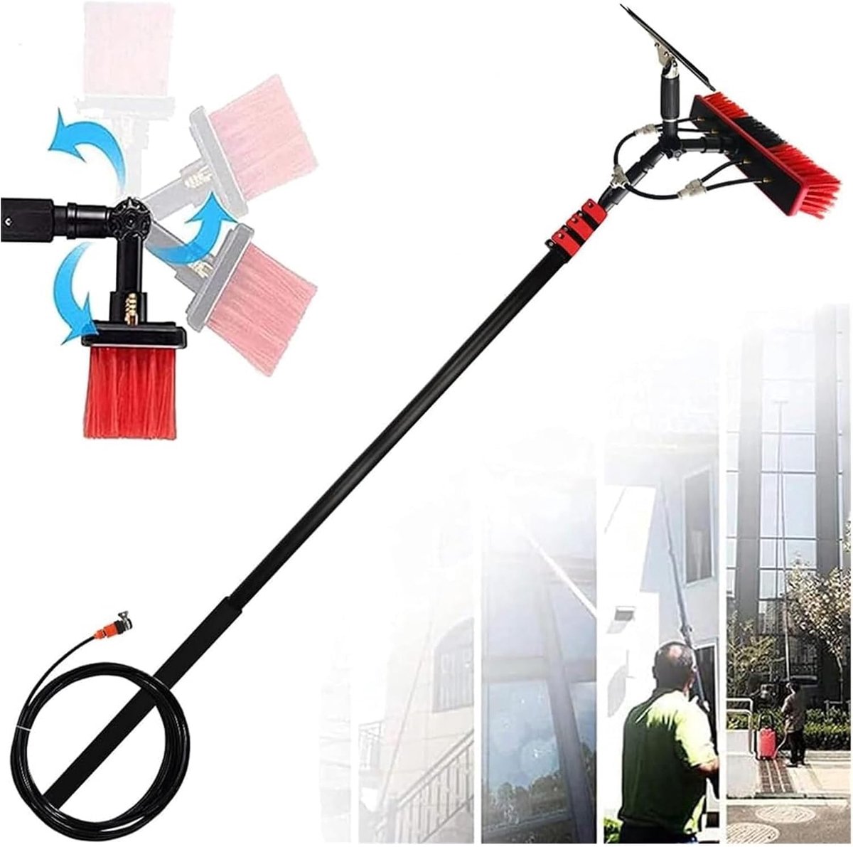 Watergevoede Paal Kit - Telescopische Reiniger - Ramen Schoonmaken - Verstelbare Lengte - 7.2 Meter - Multicolor