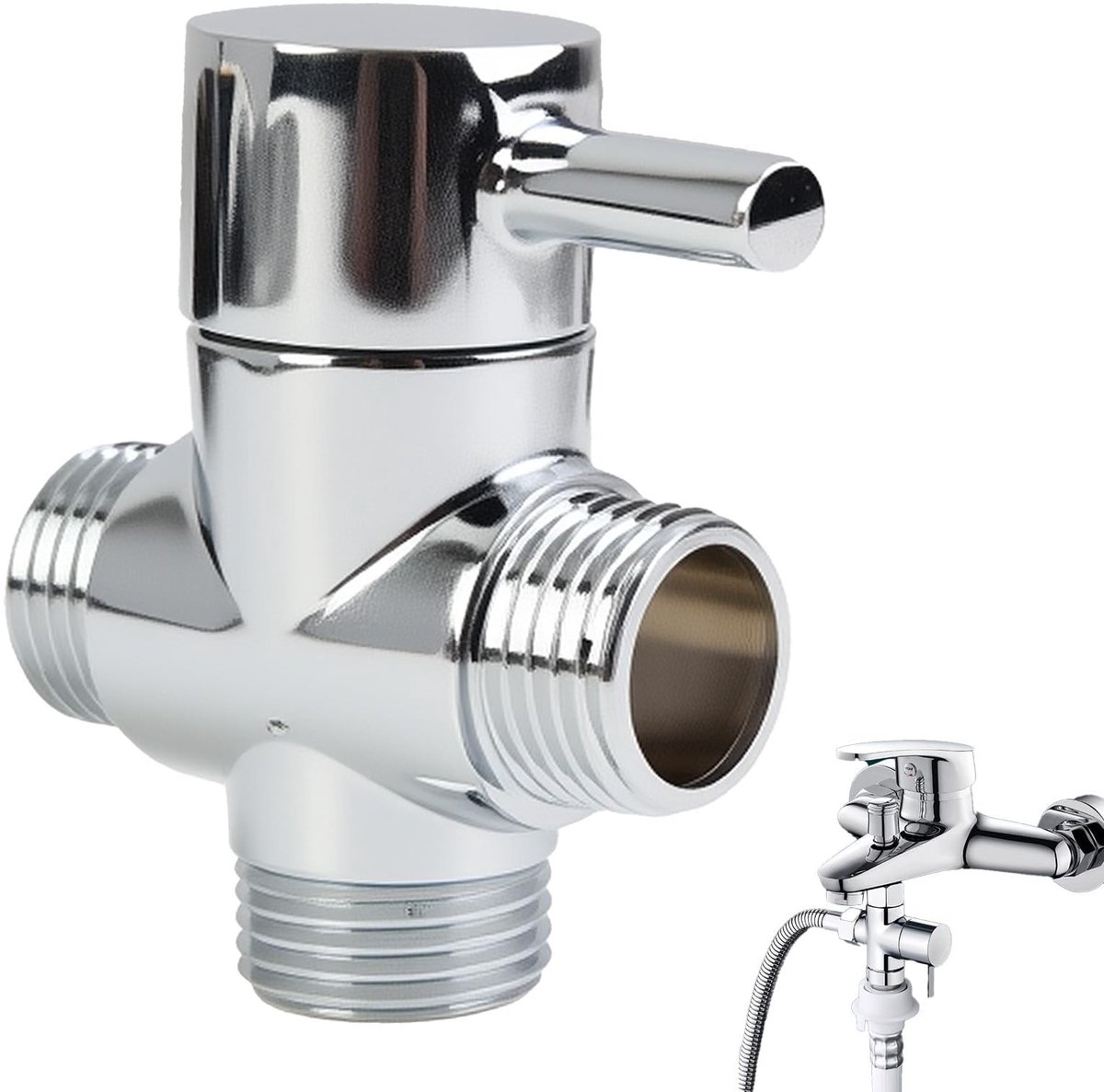 Dailygoods- Douche-aftakventiel 3-weg T-adapter - Douche-omschakelaar - Mannelijke ingang