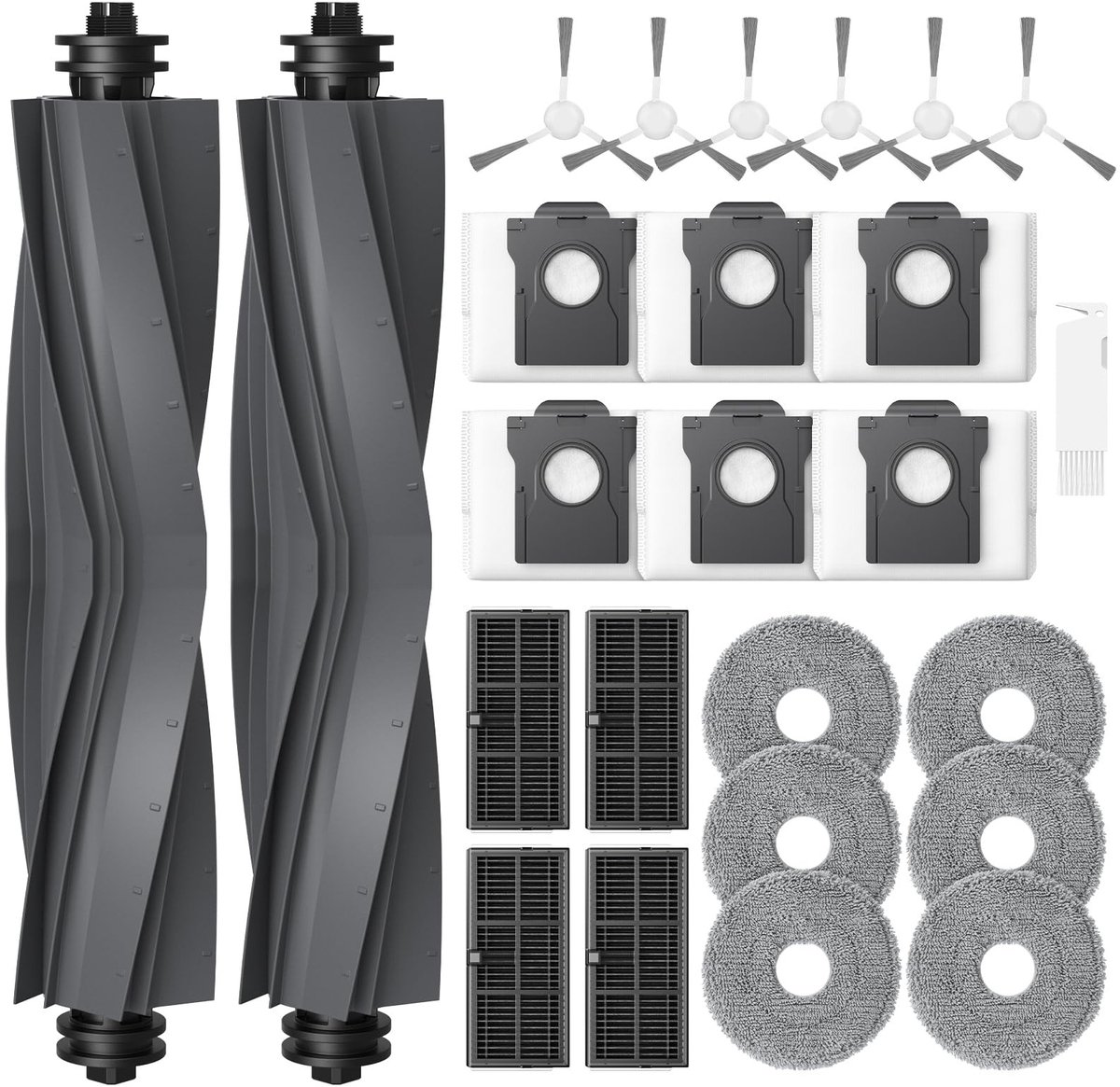 Dailygoods- Accessoires Robotstofzuiger 25 Stuks - Hoofdborstels - Stofzakken - Reinigingsdoeken - HEPA-filters - Zijborstels