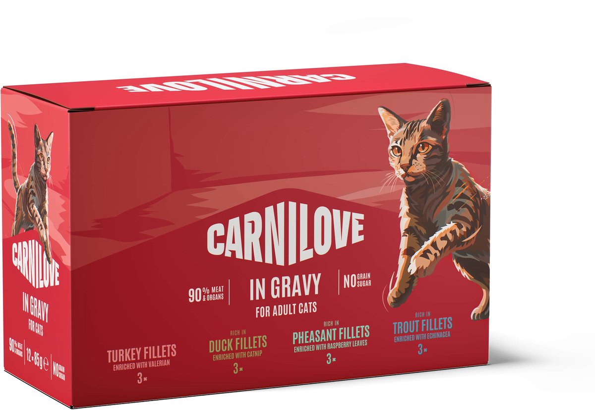 Carnilove Carnilove pouch multipack in gravy kattenvoer 12x85 gr