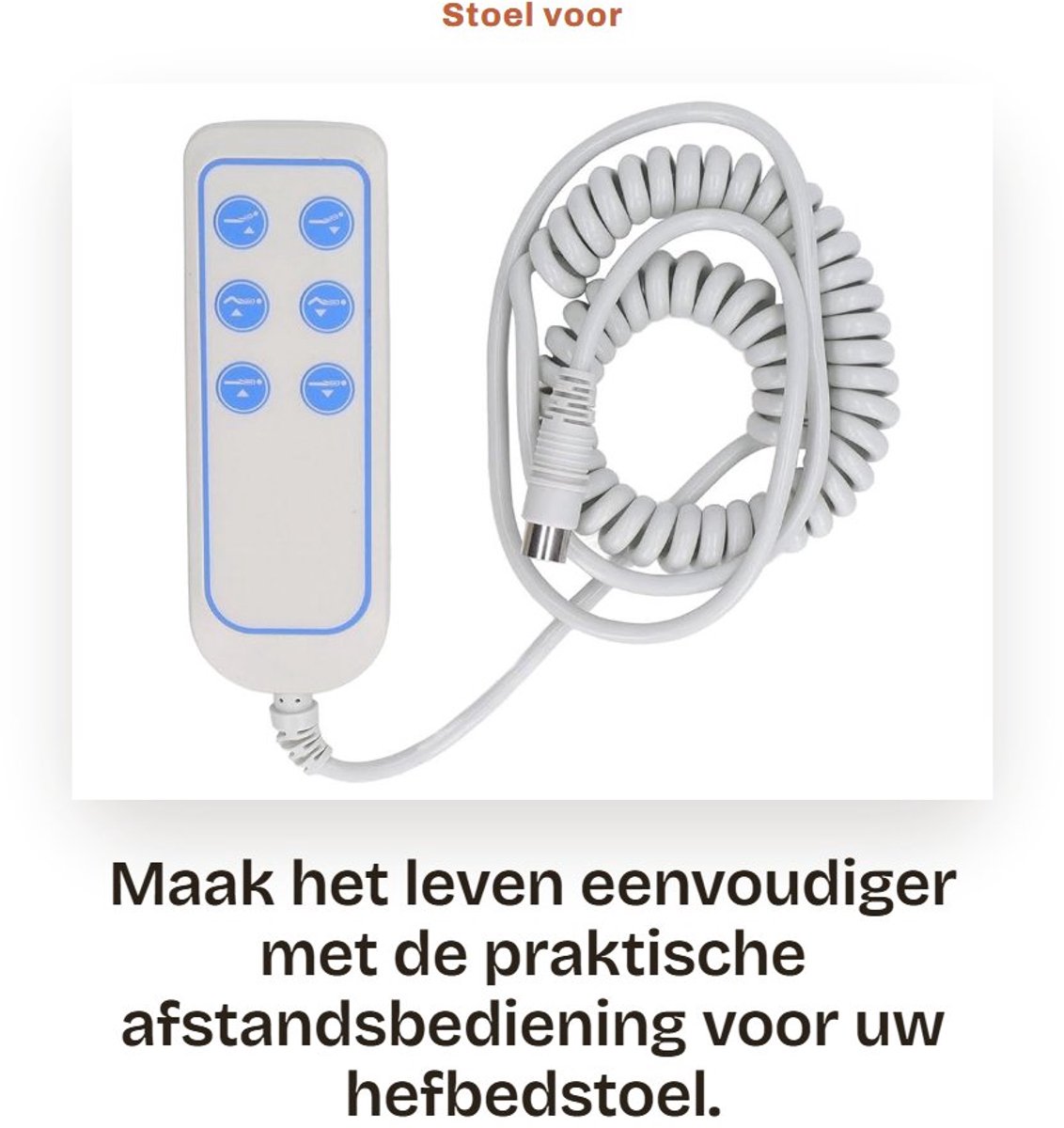 Dailygoods - Stoel voor hefbed - Afstandsbediening - Elektrische ligstoel - Slijtvaste bediening - PVC IP66 - Geschikt voor binnen - Reserveonderdelen