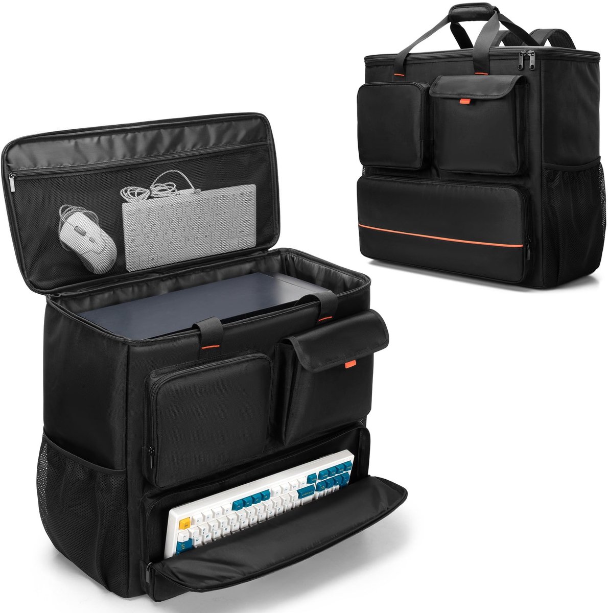 Dailygoods- Draagkoffer met apart toetsenbordvak - Rugzak voor pc - Opbergvakken - Gamer tas - Reishandtas - Oversized indeling - Laptoptas