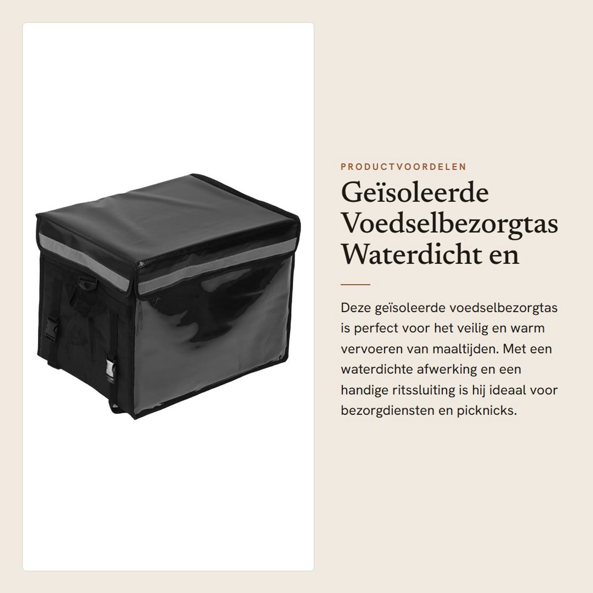 Dailygoods- Koeltas Waterdicht - Geïsoleerde Boodschappentas - Grote Capaciteit - Herbruikbaar - Ritssluiting - Geschikt voor Fiets - Voedselbezorgtas