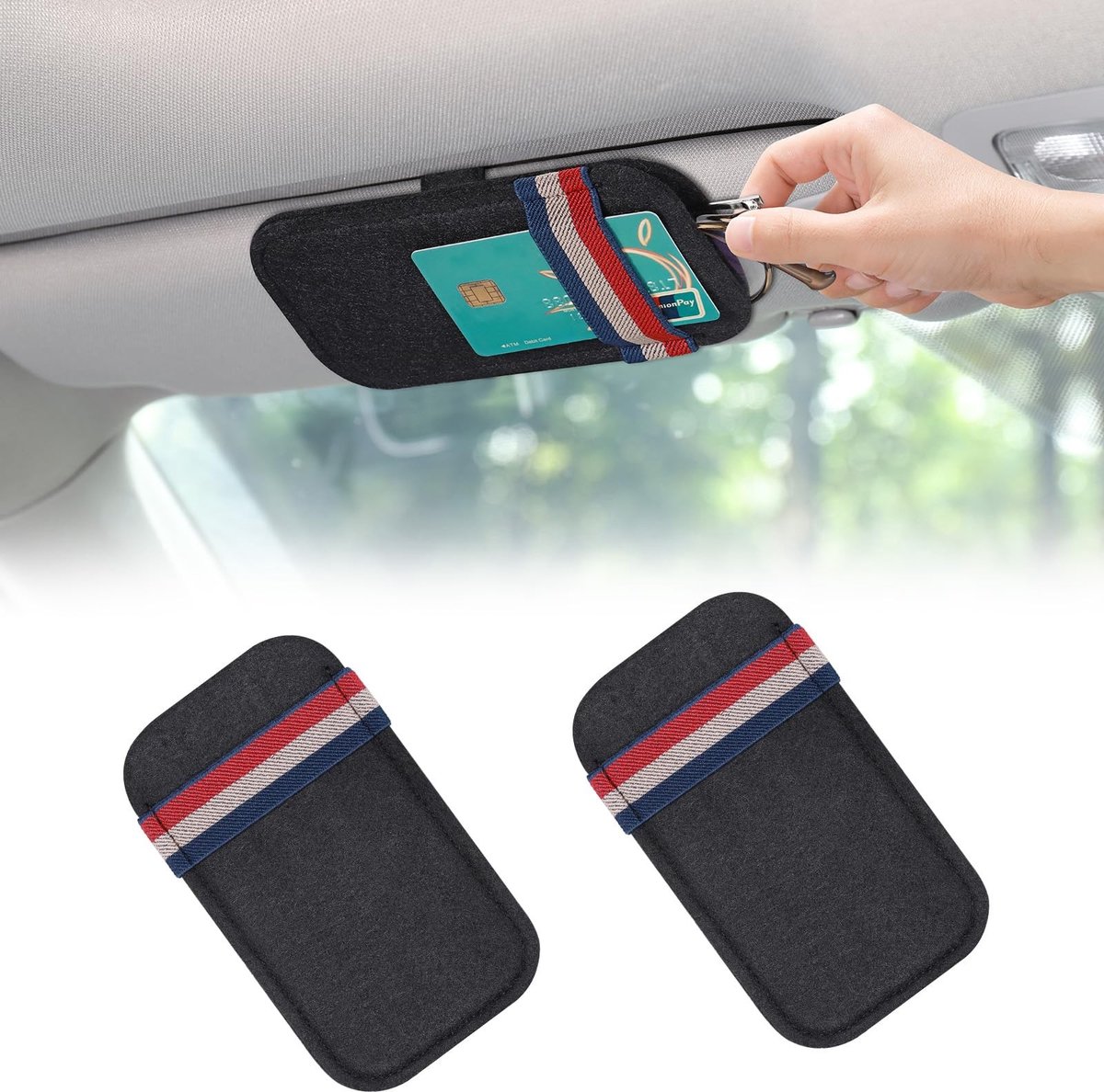 Dailygoods - Zonnebrilhouder - Auto Accessoire - Organiseer je spullen - Zwart - Brilhouder - Handig voor in de auto - Universeel