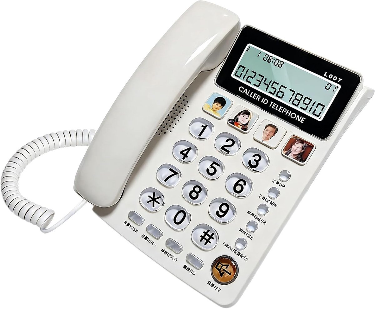 Senior Vriendelijke Telefoonset met Oversized Knop Hoge Volumes Uitgang en Inkomende Call Display Functie Grote Knop Telefoon voor Ouderen