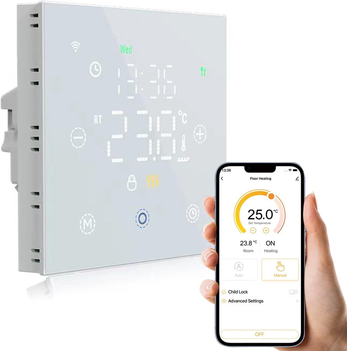 Slimme Thermostaatkraan - Verwarmingsthermostaat Slim - Energie Besparen - App Bediening - 5A - Wit