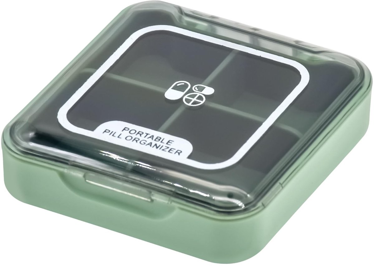 Dailygoods- Pillendoos 4 Grote Vakken - Vochtbestendig - Draagbare Pillendoos - BPA-vrij - Medicatiedoos - Ideaal voor Multivitaminen - Medicatiebox