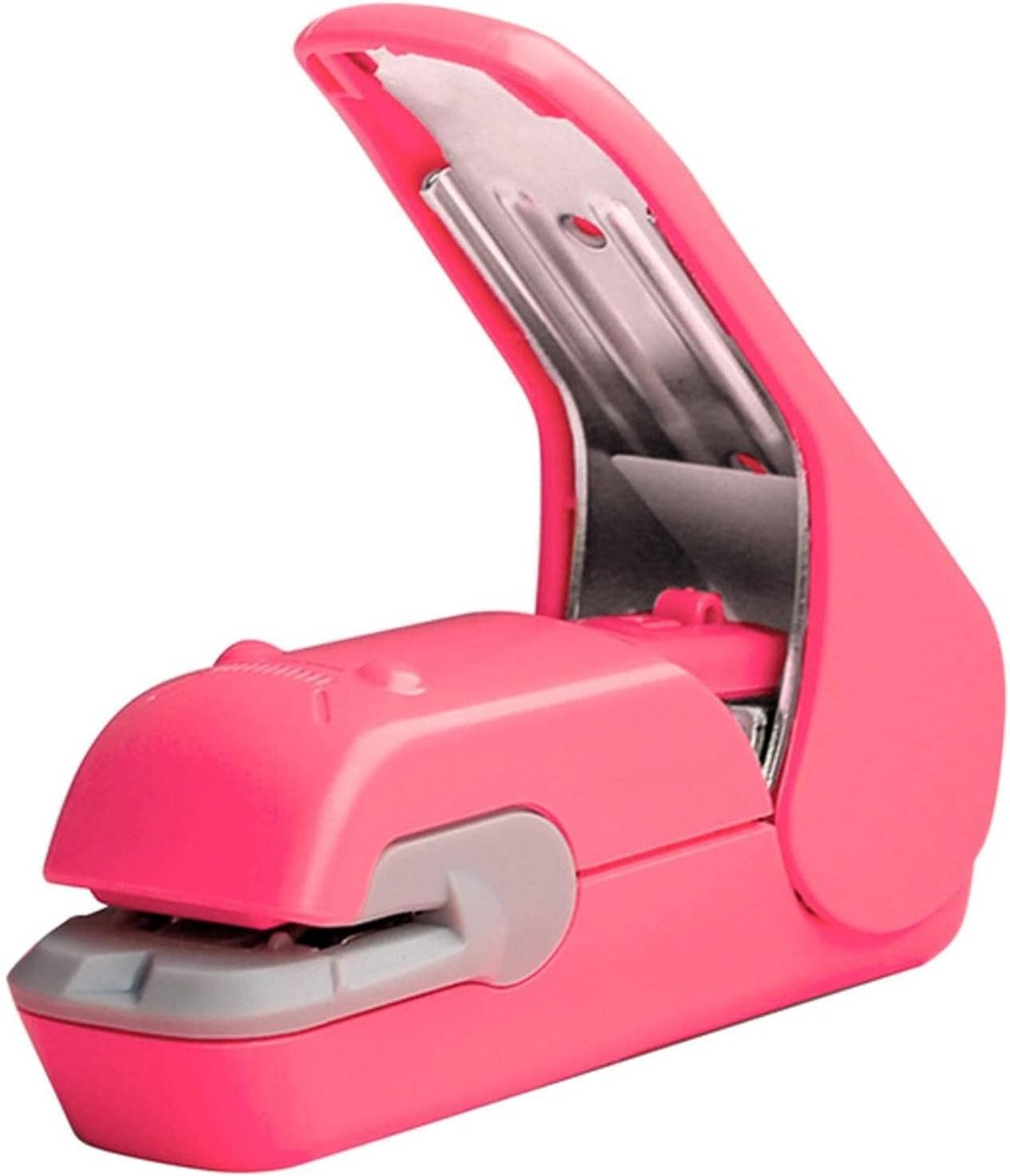 Niet-klevende nietmachine - Papierbinder - Documenten binden - Geen nietjes nodig - 8.5x9.5x3.2cm - Roze